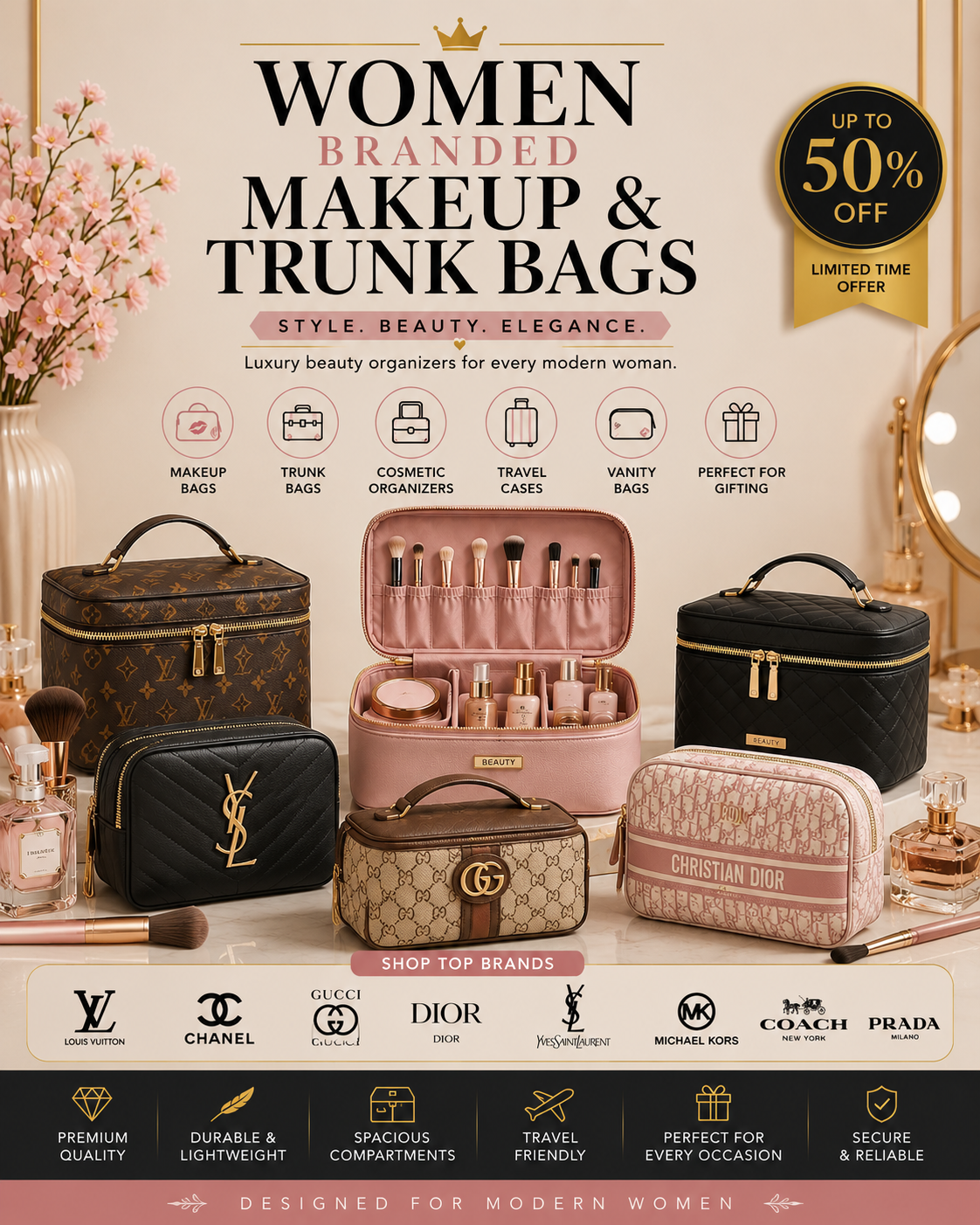 Women Branded Makeup & Trunk Bags