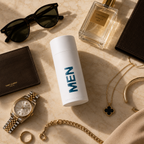 212 Men Aqua perfume bottle emerging from luxury gift box with tissue paper and premium packaging presentation