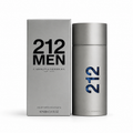 212 Men Eau de Toilette perfume bottle and box with premium silver finish on a clean white background for luxury men's fragrance collection.