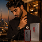 Afnan 9PM Rebel Eau de Parfum featured in a luxury fashion lifestyle scene with premium styling and sophisticated ambiance.