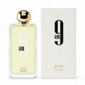 Afnan 9 AM Eau de Parfum 100ml luxury men's perfume bottle with gold cap and premium packaging on white background.