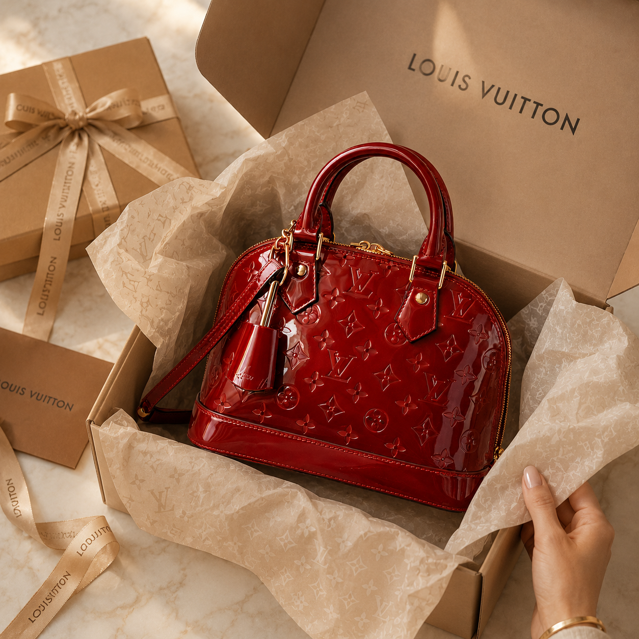 Luxury Patent Leather Women’s Handbag – Elegant Red Tote