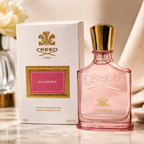 Close-up view of Creed Eladaria perfume bottle showcasing premium glass texture gold cap and luxury finishing