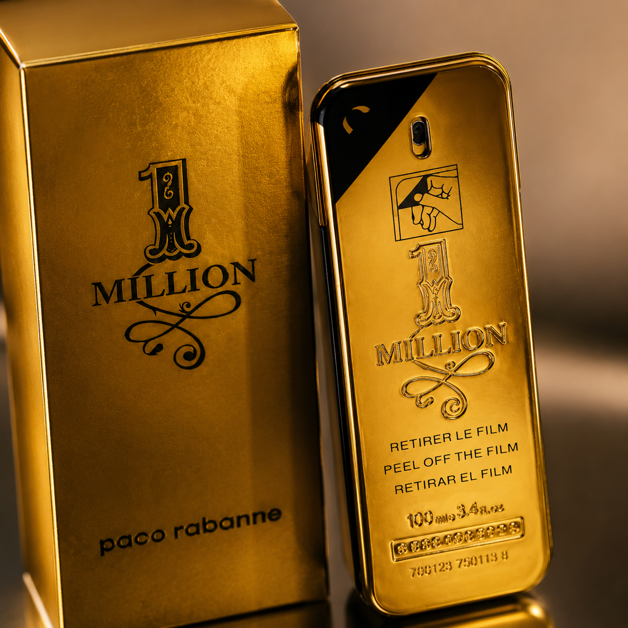 Designer-inspired gold perfume bottle for modern men