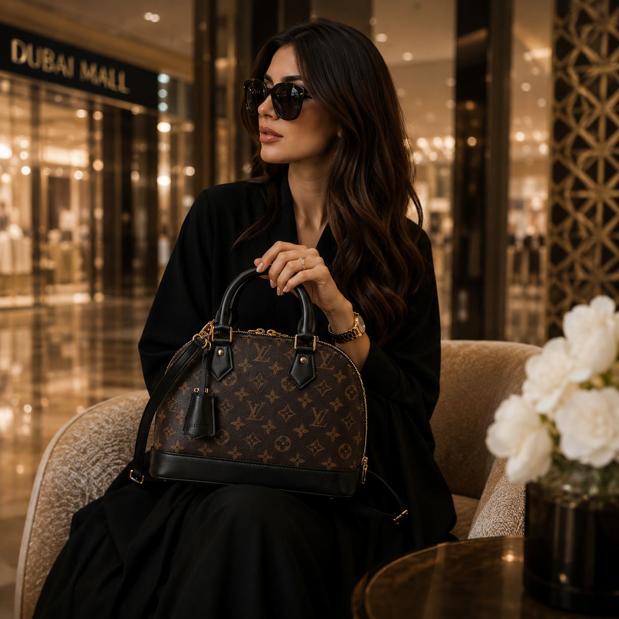 Premium women’s fashion handbag with elegant black leather handles and luxury finish