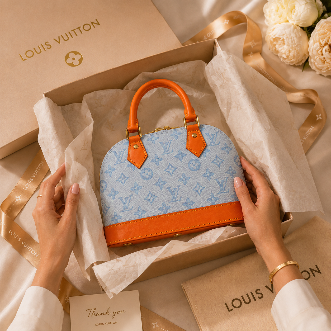 Luxury women’s designer-inspired handbag styled with elegant model in modern UAE fashion lifestyle scene