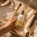 Luxury unboxing experience featuring Fahrenheit 32 men's perfume with premium gift box, tissue paper and ribbon packaging
