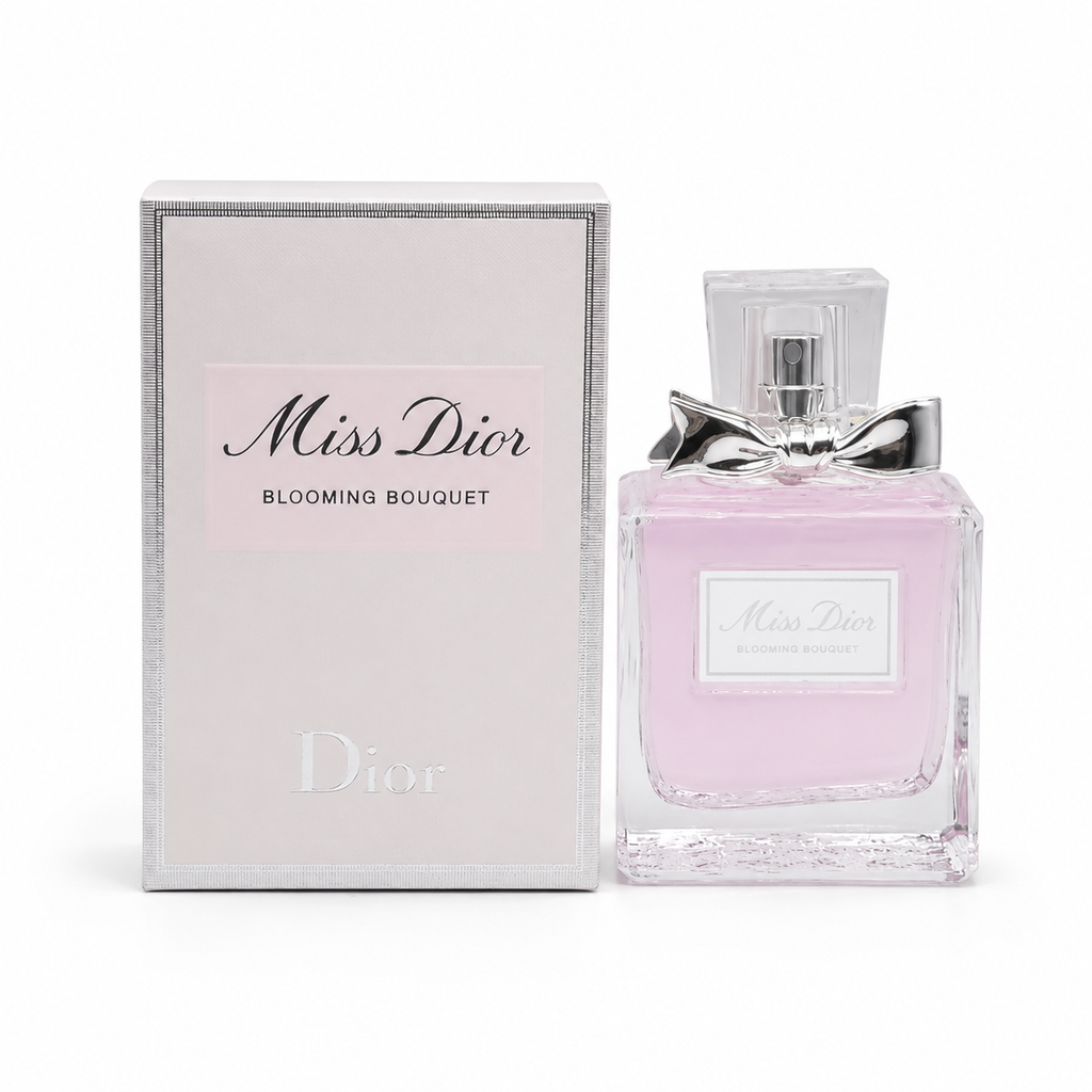 Luxury floral eau de parfum for women with elegant pink bottle and premium gift box on white background