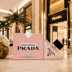 Premium women's floral perfume displayed in a luxury Dubai-inspired boutique environment with elegant golden lighting.