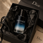 Premium men's Eau de Parfum presented in a luxury gift box with elegant tissue paper and ribbon for a premium unboxing experience.