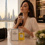 Close-up view of luxury perfume bottle highlighting premium glass quality, elegant finishing, and fragrance details.