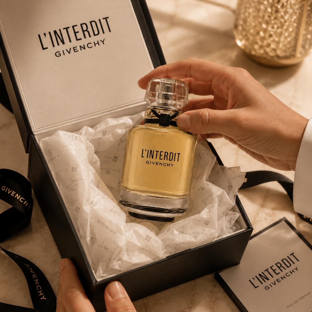 Elegant luxury perfume presented in premium gift box with tissue paper and luxury packaging for UAE customers.