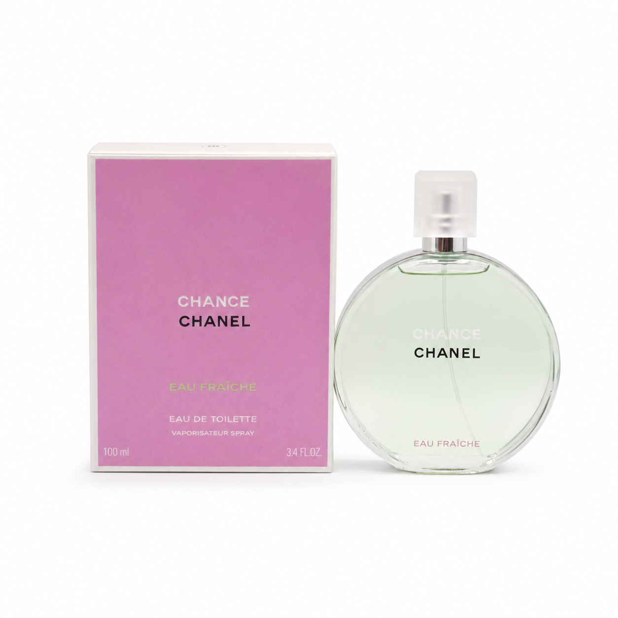 Luxury women's Eau Fraîche perfume 100ml with elegant glass bottle and premium pink packaging