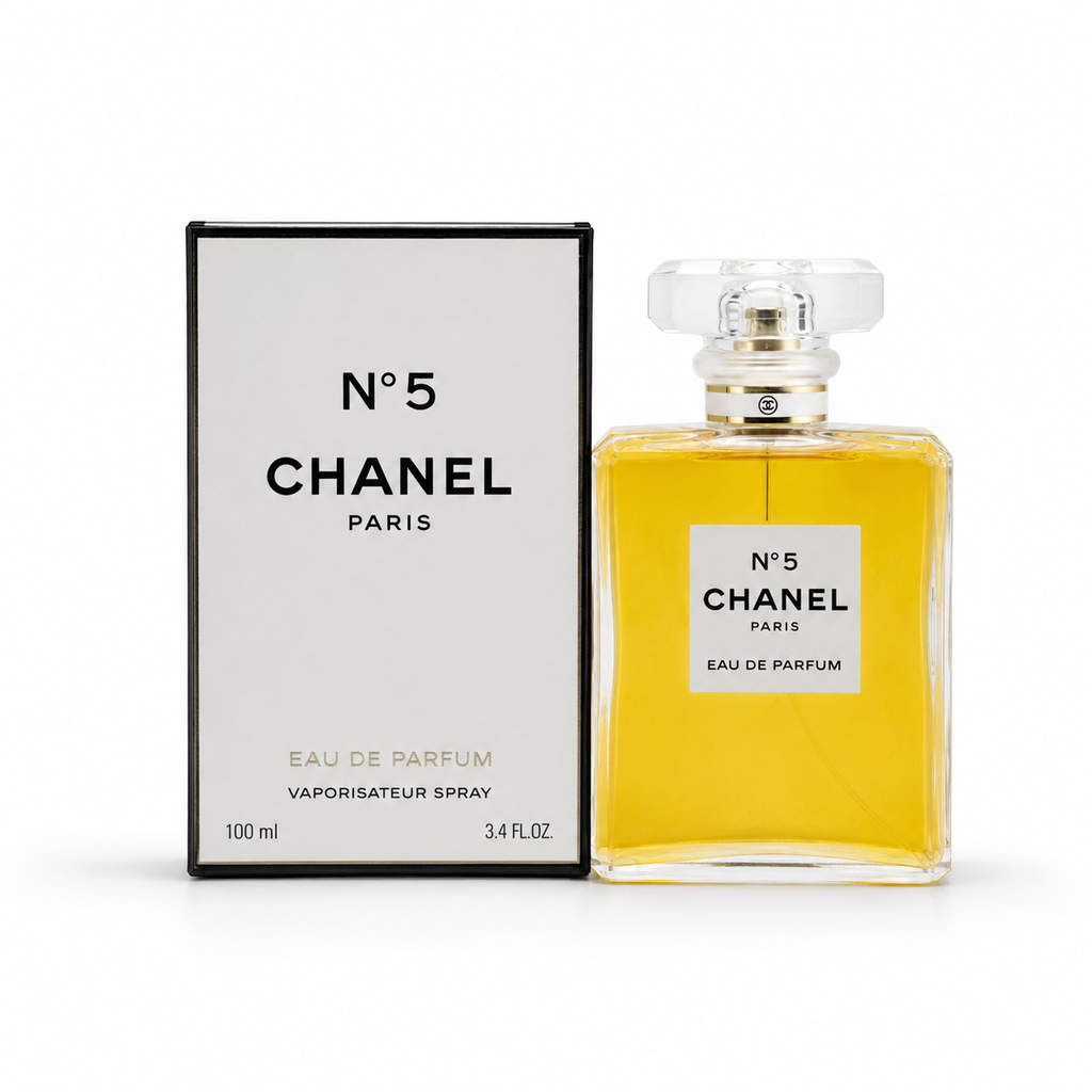 Luxury women's Eau de Parfum 100ml bottle with elegant packaging on a clean white background.