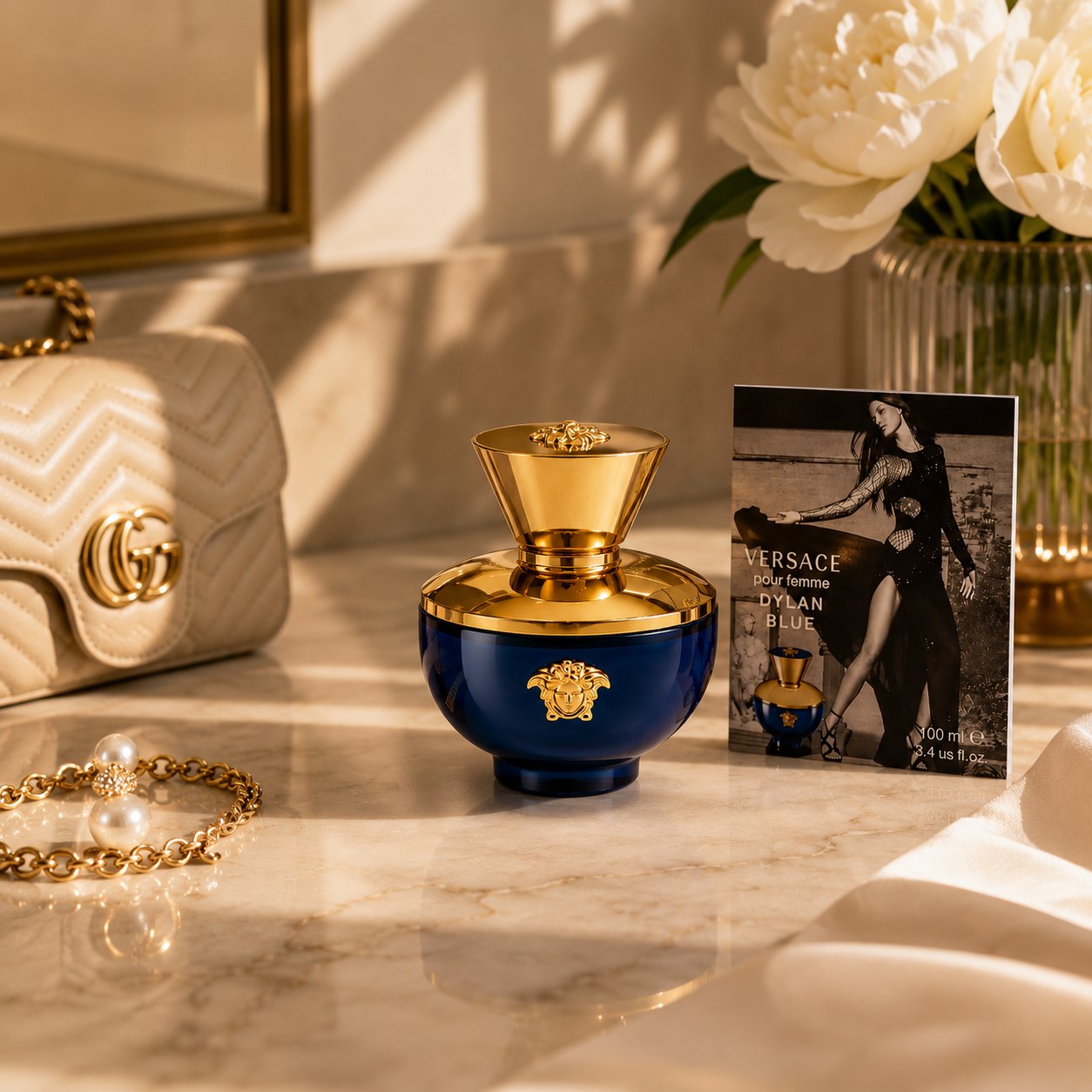 Elegant woman using luxury perfume in premium fashion lifestyle setting
