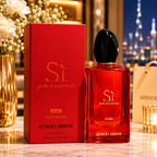 Luxury women's perfume displayed in an elegant Dubai-inspired luxury lifestyle setting with premium fashion aesthetic.