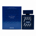 NOW Intense Eau De Parfum for Men by RAVE featuring luxury blue perfume bottle and premium retail packaging on white background