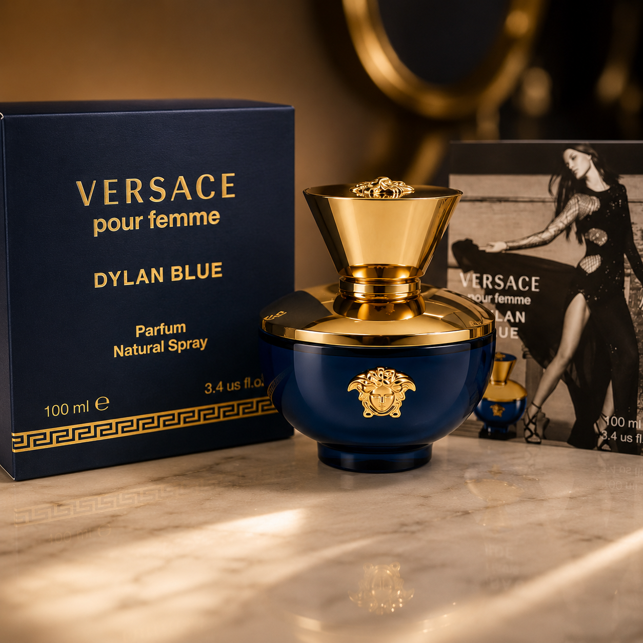 Luxury women's perfume displayed in elegant Dubai-inspired luxury environment