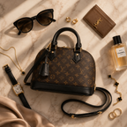 Sophisticated structured luxury handbag with detachable strap and premium texture