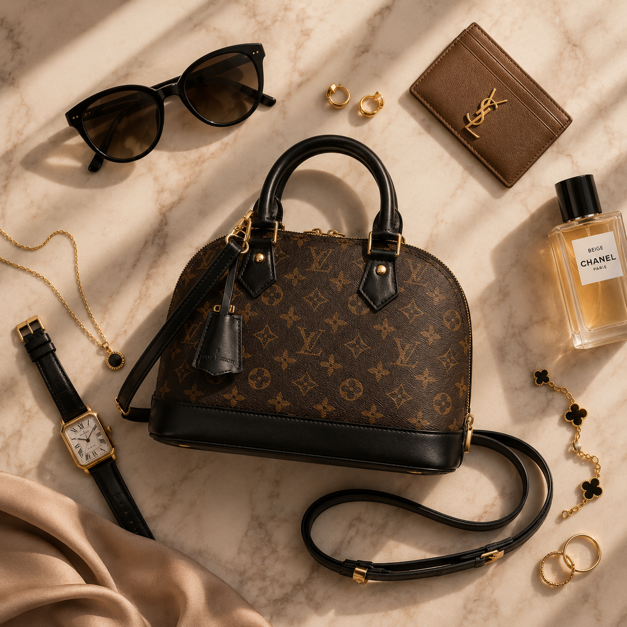 Sophisticated structured luxury handbag with detachable strap and premium texture