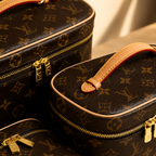 Premium women’s travel makeup bag set with luxury monogram design