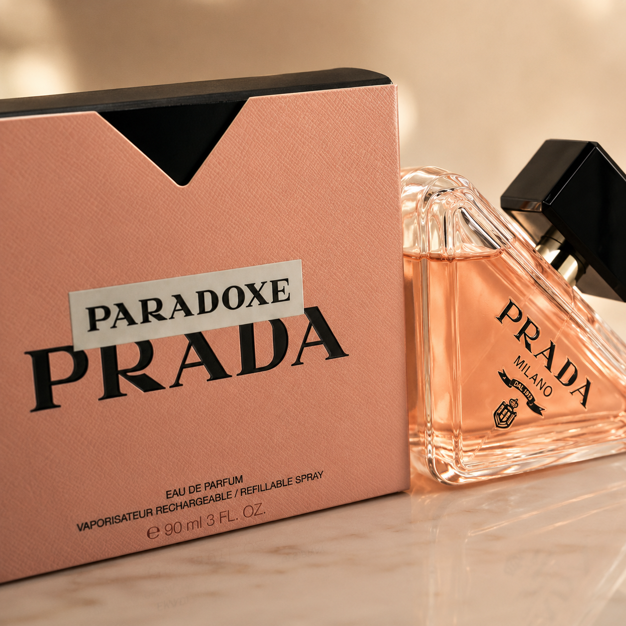 Close-up view of luxury women's perfume bottle showcasing premium glass craftsmanship and elegant fragrance presentation